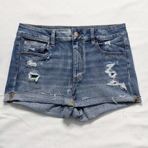 American Eagle Distressed Hi Rise Shortie Shorts